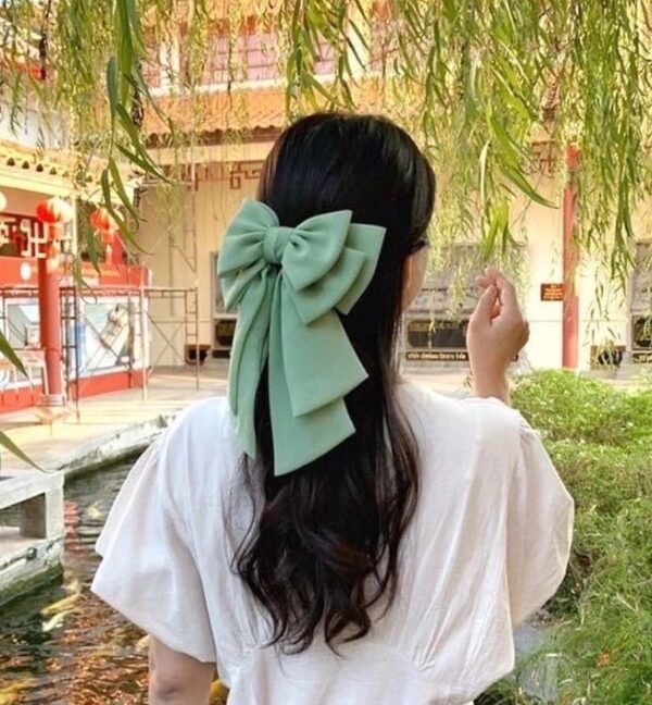 โบว์ติดผม เน็ตติดผม รุ่นซิกเนเจอร์(สีเขียวอ่อน)