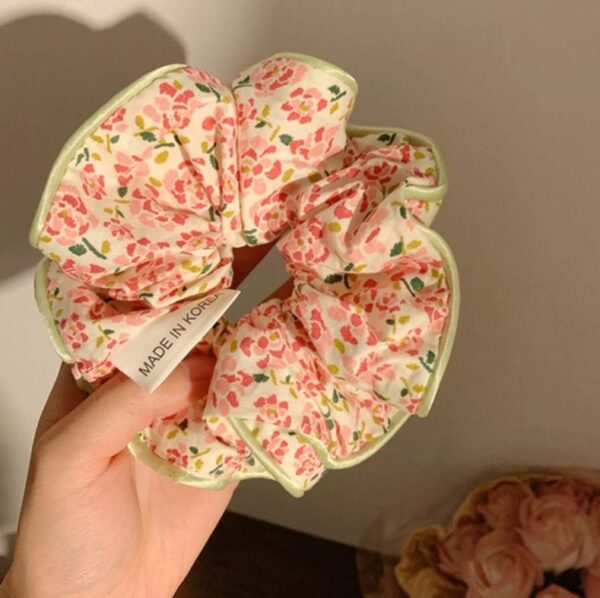 ยางรัดผม ลายดอกไม้ ขนาดใหญ่(สีชมพู)