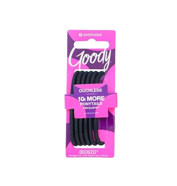 ยางรัดผม 05000 Ouchless 4MM Large Elastics Black - สีดำ (6 ชิ้น)