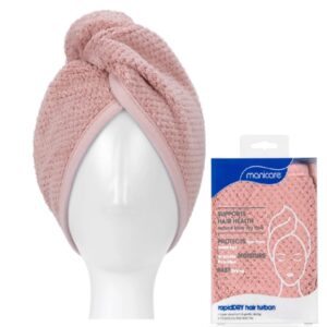28 Manicare ผ้าคลุมผม ที่ผลิตจากวัสดุไมโครไฟเบอร์ระดับพรีเมียม M26010 RAPIDDRY HAIR TURBAN 1PK