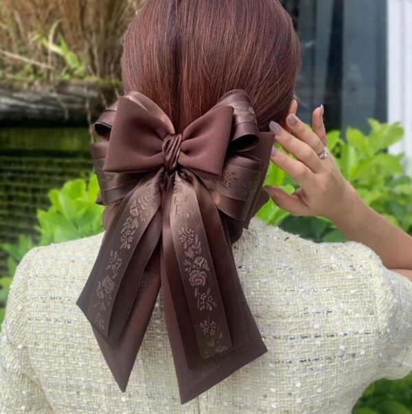 โบติดผม เน็ตติดผม กิ๊บติดผม โบว์ผูกผม(สีน้ำตาล)